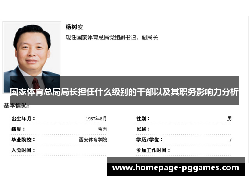 国家体育总局局长担任什么级别的干部以及其职务影响力分析